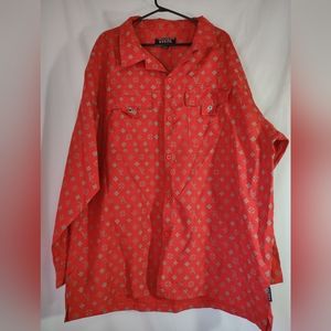 Vintage VEEZO Men's Red All Over Monogram Long Sleeve Shirt/Pants Size 3X